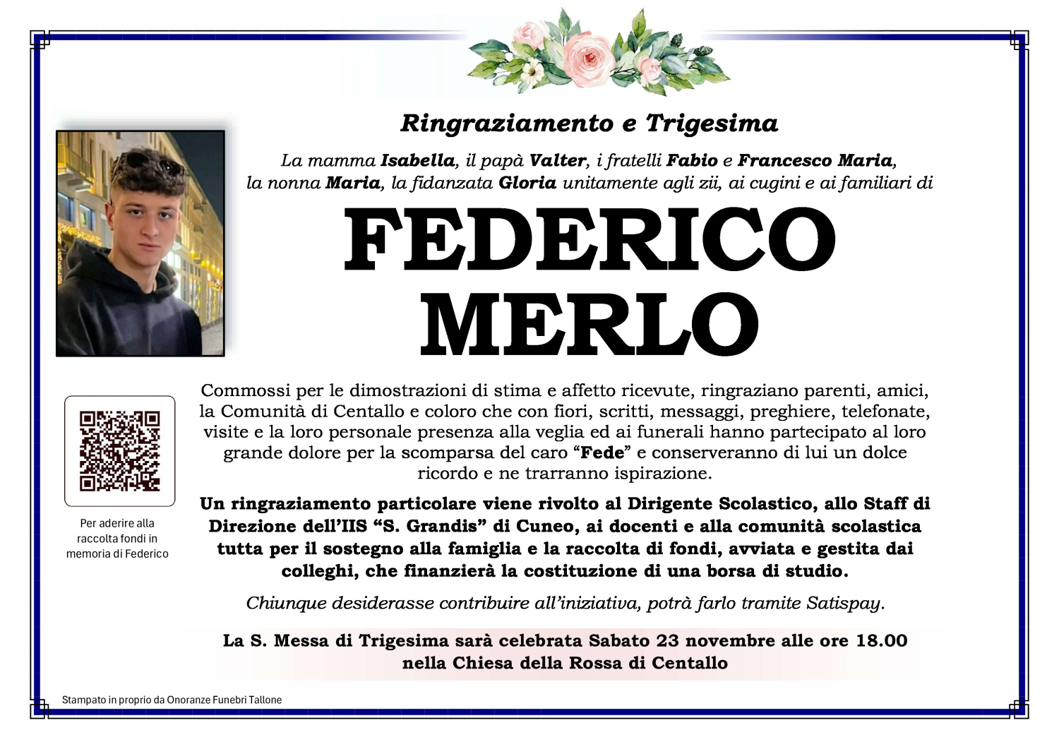 <br />
<b>Warning</b>:  Undefined variable $info in <b>/home/tallone/public_html/ringraziamenti.php</b> on line <b>68</b><br />
Federico Merlo
